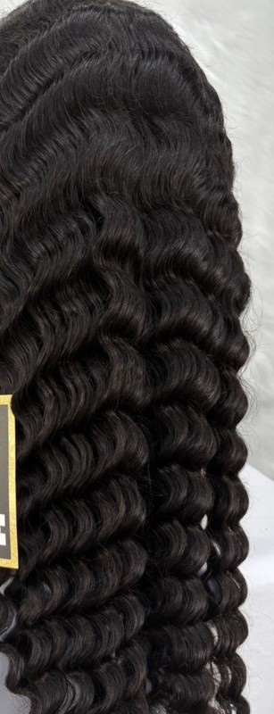 100% Human Hair Wigs deep wave 13×6 Lace Frontal 34”inch Natural 200%d