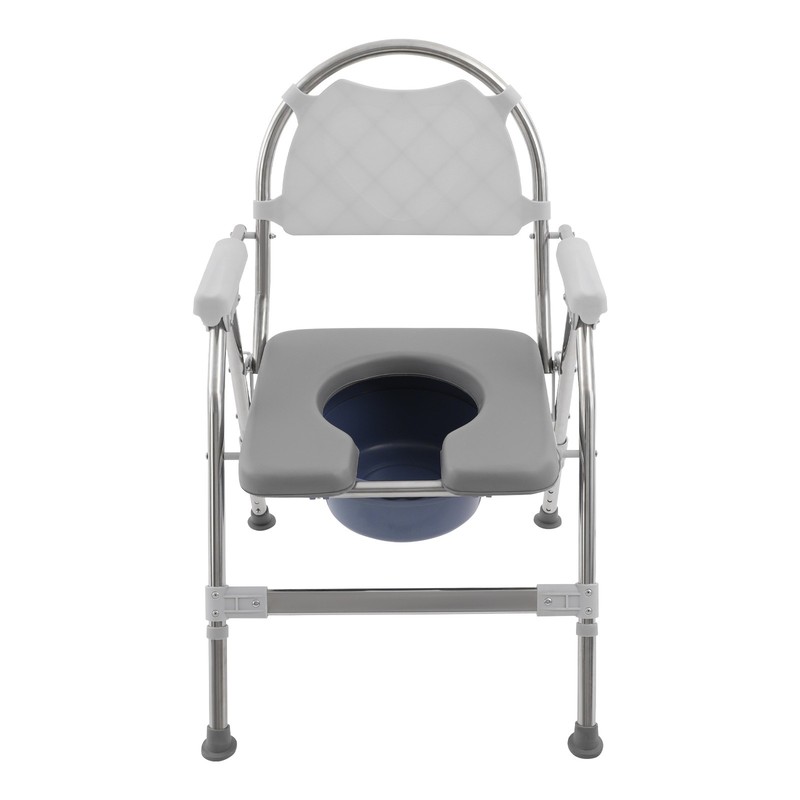150kg/330.69 lbs Foldable Toilet Chair w/ Padded Seat Plate and Toilet Bucket gallery