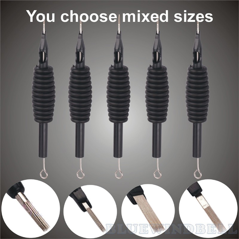 10,20,25,30,50,100,200 pcs Tattoo Needle and Tube 3/4 Grip with Tip 50+ sizes