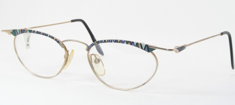 Vintage Optik Fleckenstein 154 3 GOLD /MULTICOLOR UNIQUE RARE EYEGLASSES 50-18mm