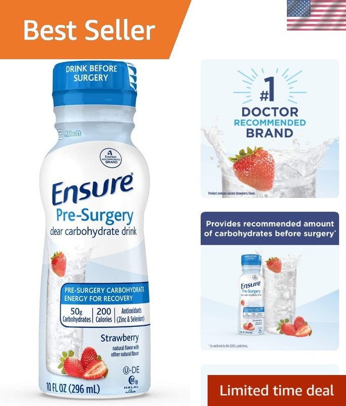 Ensure Pre-Surgery, Clear Carbohydrate Drink, Strawberry, 10 fl oz, 4 Count
