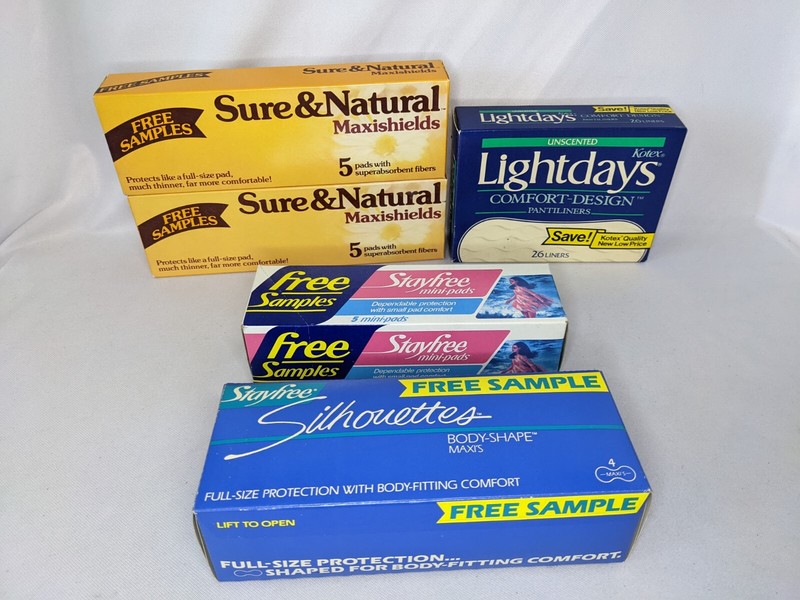 Vintage Maxi Pads Stayfree Kotex Sure & Natural 1980s Movie TV Prop Samples NOS