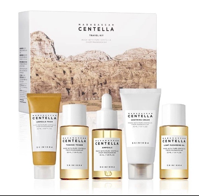 SKIN1004 Madagascar Centella Travel Kit, Toner, Ampoule, Soothing Cream, Clean