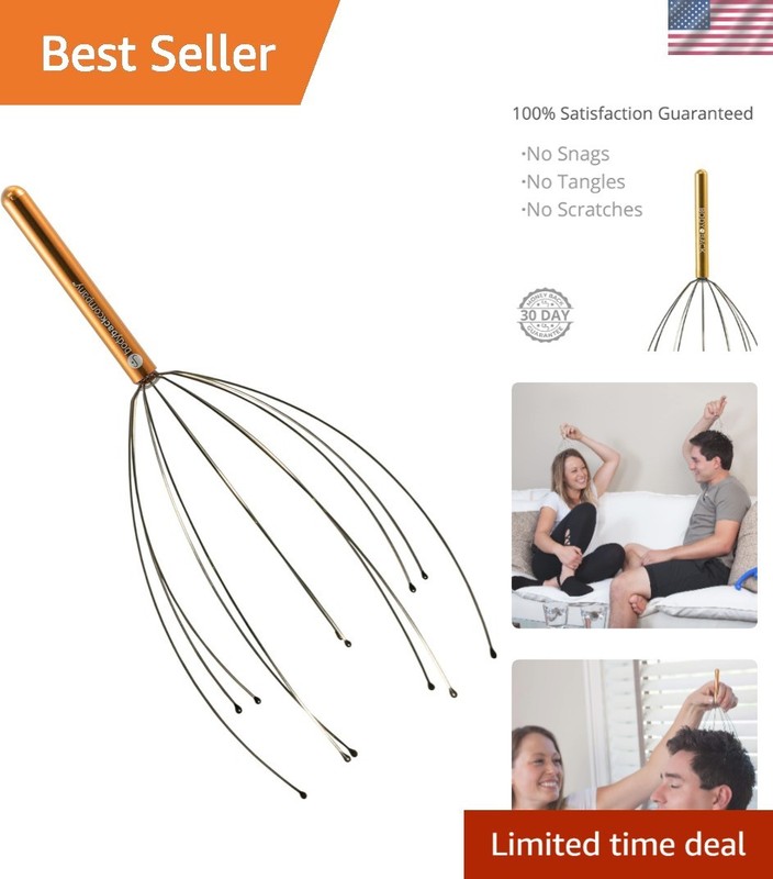 Manual Scalp Massager with Flexible Tips – Lightweight Gold Massager for Travel