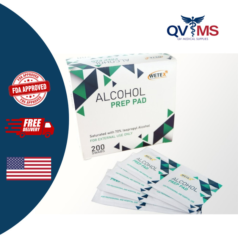 Wetex Alcohol Prep Pads Sterile 2-Ply Pads, 2,000 swab pads,10 boxes