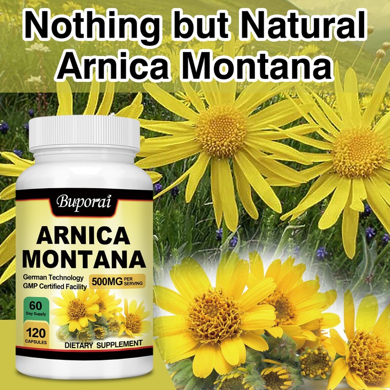 Arnica Montana 500mg -High Potency,Pain,Bruises Relief,Anti-Inflammatory Support gallery