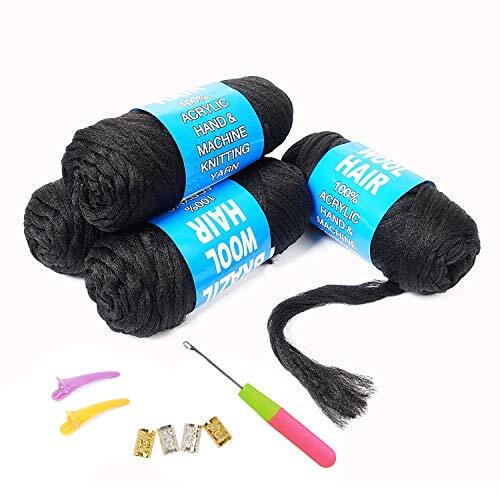 4 Packs Brazilian Yarn Wool Hair Arylic Yarn For Hair Crochet Braid Twist