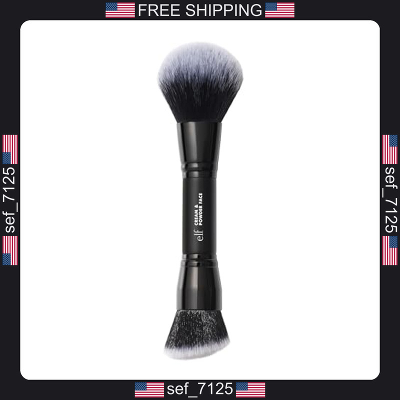 e.l.f. Dual-Ended Cream + Powder Brush, Two-in-One Makeup Brush For Creating A