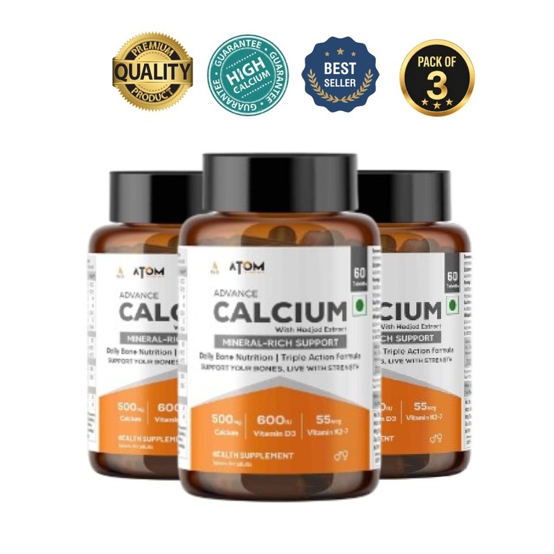 3 Pack Asit.is ATOM Advance Calcium 180 Veg Tablets