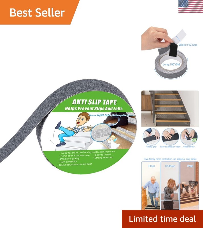 Durable Gray Anti-Slip Tape, 1″ Width x 190″ Long – Strong Grip & Easy Install