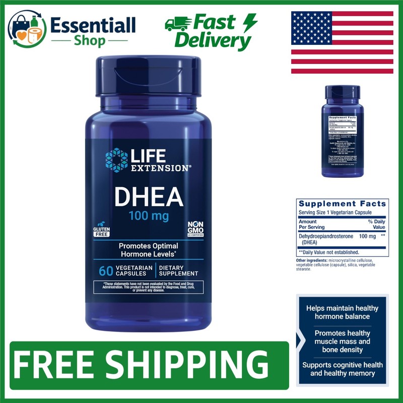 Natural DHEA 100 mg Capsules – 60 Count | Support Hormone Balance & Brain Health