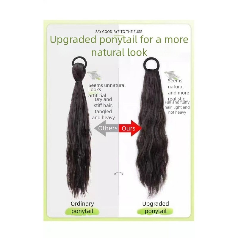 45cm Natural Wavy Hair Extension with Elastic Tie for Quick Ponytail Styling gallery