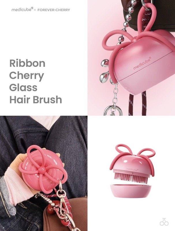 medicube x FOREVER:CHERRY HairBrush Bow Ribbon CherryPink Wonyoung’s Pick Cute gallery