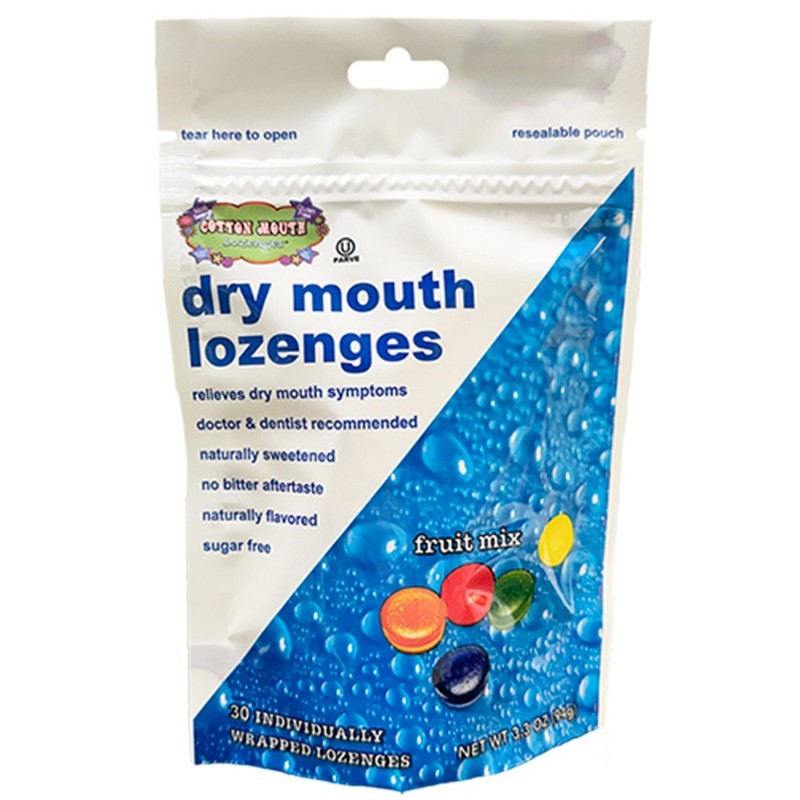 Cotton Mouth Dry Mouth Relief Lozenges Fruit Mix Bag 30 Count EXP.07/2026