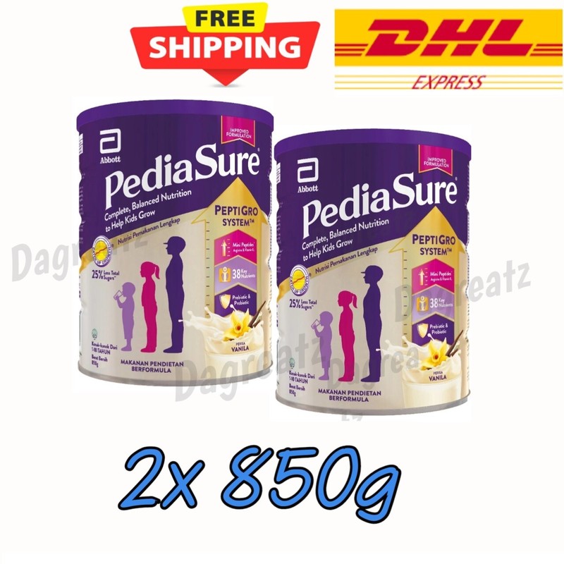 2 X 850g Pedia-Sure VANILLA/CHOCOLATE Complete Nutrition Milk Powder – FREE DHL