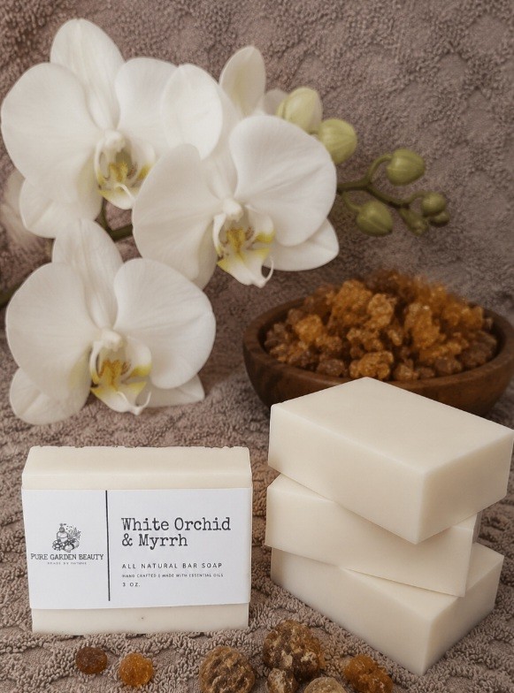 Pure Garden Beauty White Orchid & Myrrh Bar Soap All Natural 3 oz