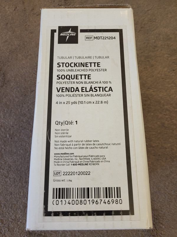 Medline MDT221204 Non-Sterile Tubular Stockinette 4″ X 25 Yd 1-Roll