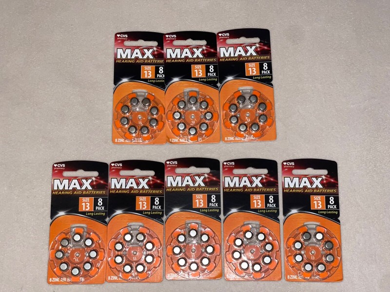CVS MAX Hearing Aid Batteries 64 pack Size 13 Exp 02/2027 and 01/2028 New Sealed