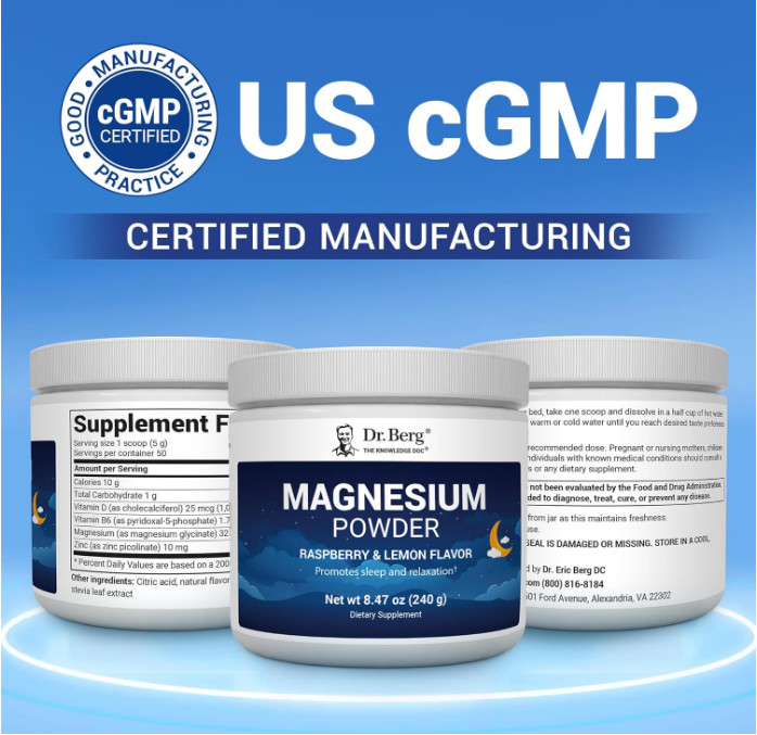 Dr. Berg Magnesium Glycinate Powder, Raspberry Lemon, 50 Servings gallery