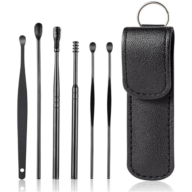 6PCS Ear Pick Cleaning Set Spiral Tool Spoon Ear Wax Remover Cleaner Curette Kit