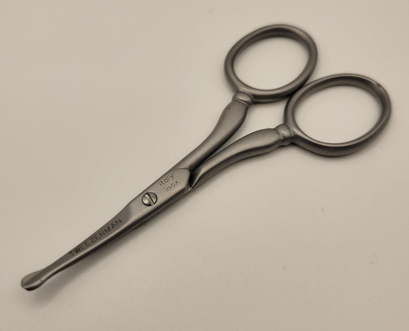 Tweezerman Facial Hair Scissors Stainless Steel Rounded Tip Nose Ear & Brow Trim