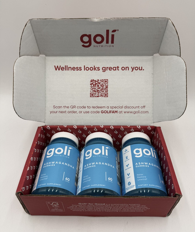 Goli Nutrition Ashwagandha Gummies 3 Pack Dietary Supplement 180ct Exp 10/27 NEW