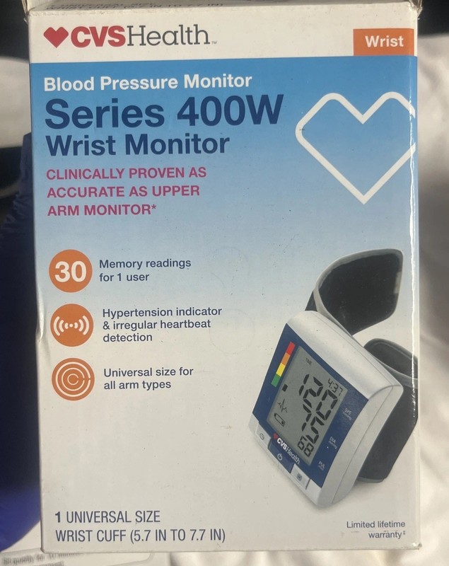 CVS Health Series 400W Wrist Blood Pressure Monitor BP3MY1-2ECVS New Open Box
