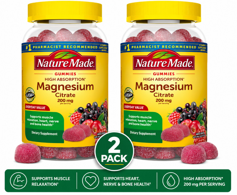 High Absorption Magnesium Citrate 200 Mg per Serving Gummies, 64 Count