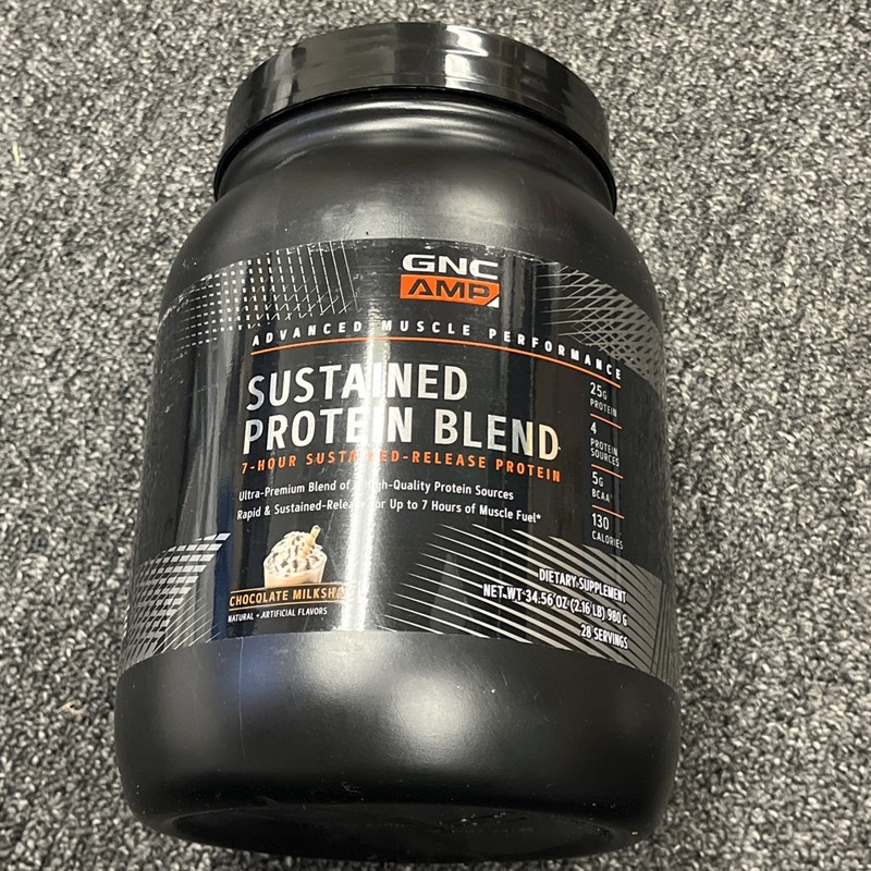 GNC AMP Sustained Protein Blend Chocolate Milkshake, 28 Servings, Exp 07/14/27