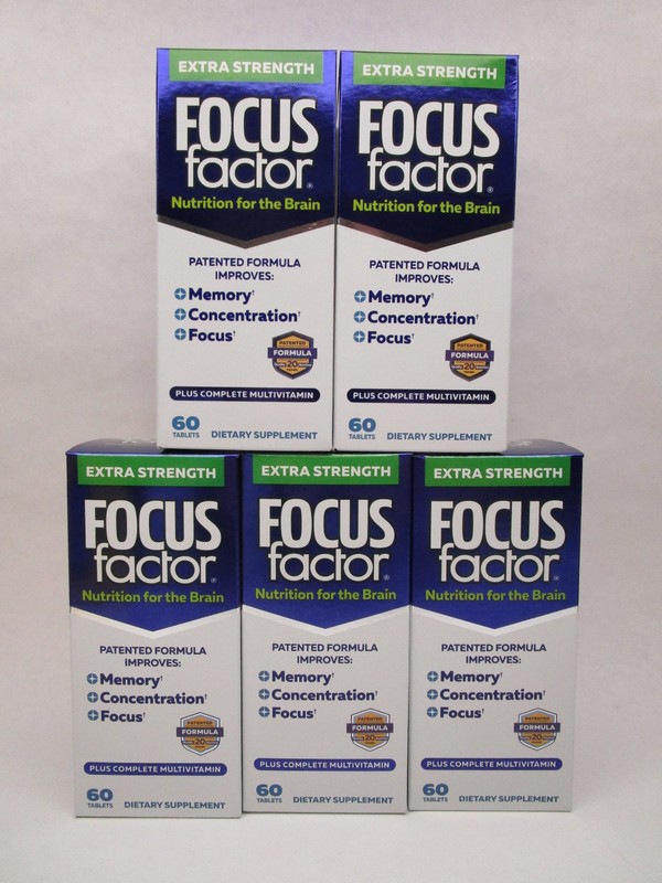 5 x Focus Factor Extra Strength Multivitamin Brain Health 60 Count Bottle 2/28