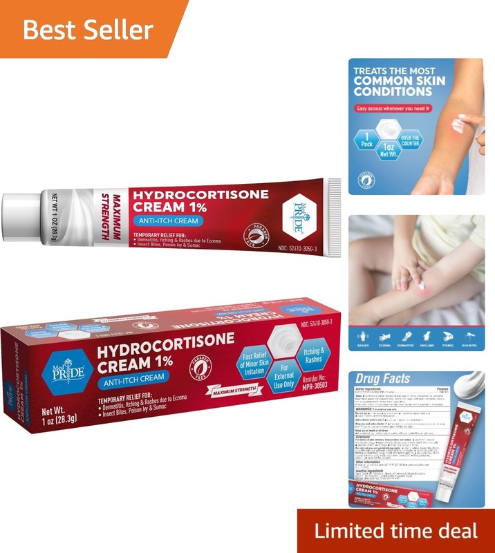 Maximum Strength 1% Hydrocortisone Cream – Soothe Eczema, Rashes & Poison Ivy