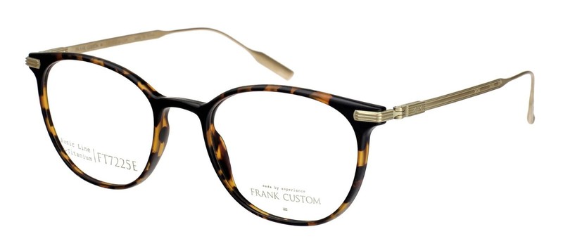 360€ Brown Eyeglasses Frame And Gold Titanium Frank Custom FT7225E C02 49Mm