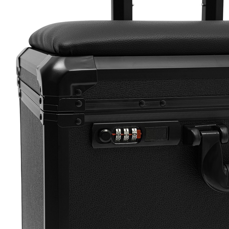 Metal Rolling Makeup Case with 4 Universal Wheels Combination Lock Cosmetic Case gallery