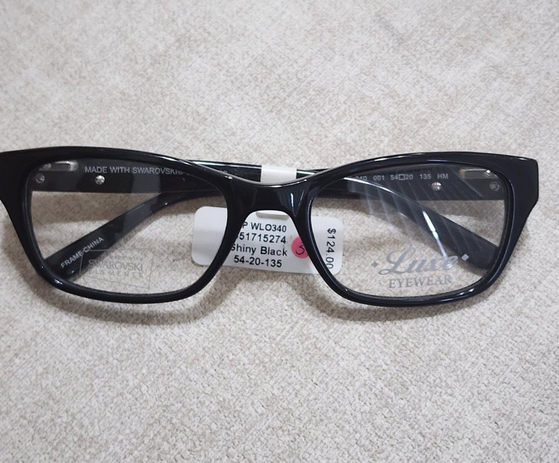 Luxe Eyewear WLO340 Black With Swarovski Crystals Eyeglasses Frame 54/20/135