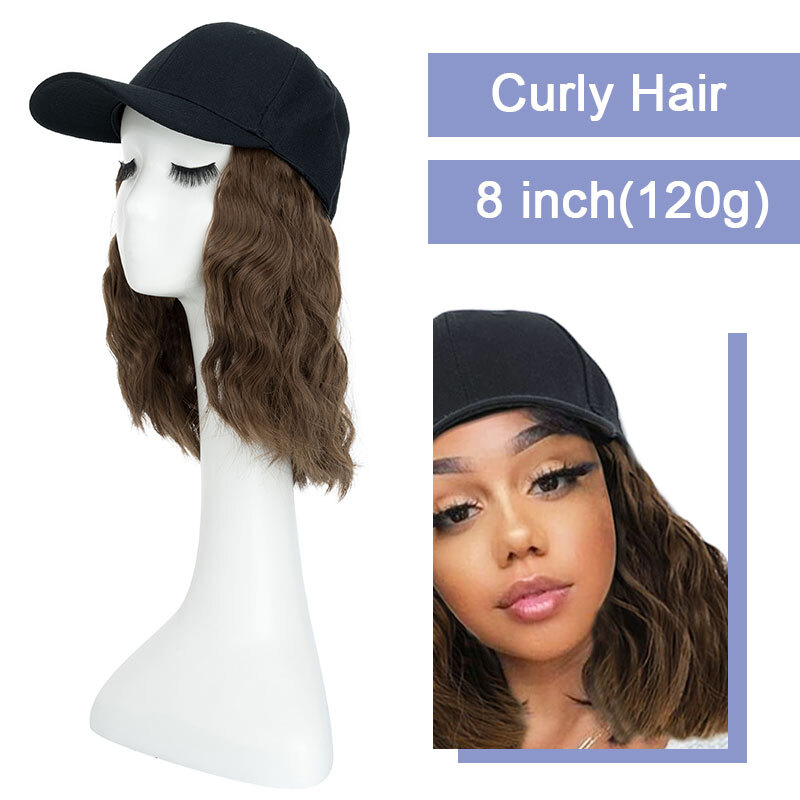 Women Wig Baseball Hat With Synthetic Hair Baseball Cap Wig Adjustable US