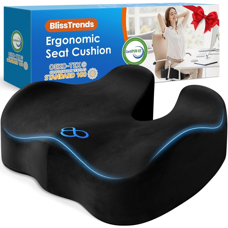 BlissTrends Seat Cushion with Velvet Cover Thick Memory Foam Cushions for Office