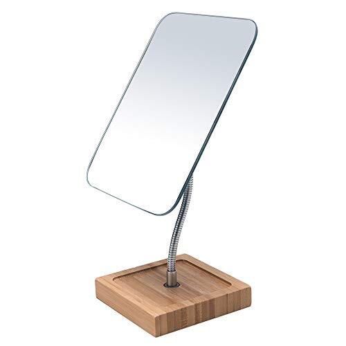 Flexible Gooseneck 11.4″L x 6.3″W Bamboo Flexible Makeup Mirror With Stand