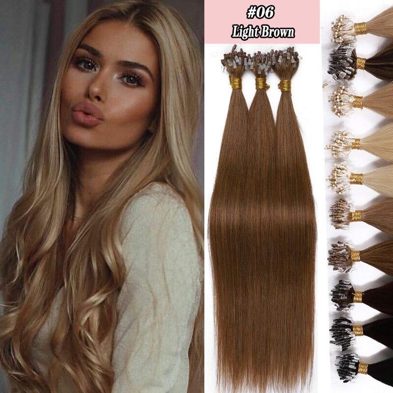 THICK 200PCS Micro Loop Ring 100% Remy Human Hair Extensions Tips Beads BALAYAGE