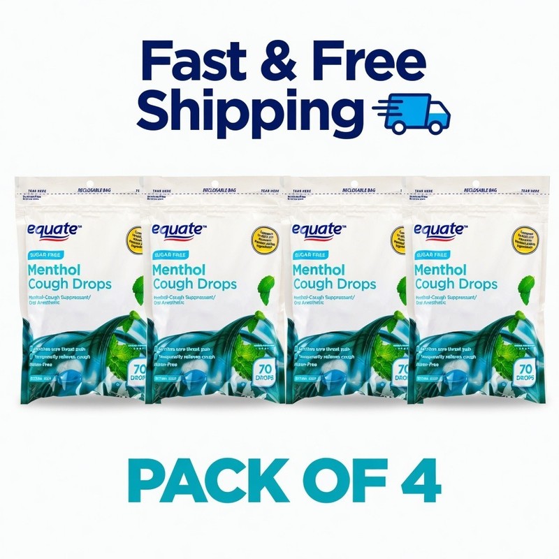 Equate Sugar-Free Menthol Cough Drops, 70 Count (4 Packs)