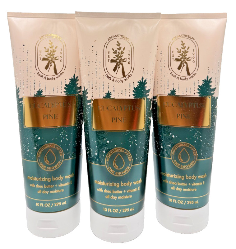 NEW Bath Body Works Lot of 3 Tubes Aroma Eucalyptus Pine Moisturizing Wash 10 oz