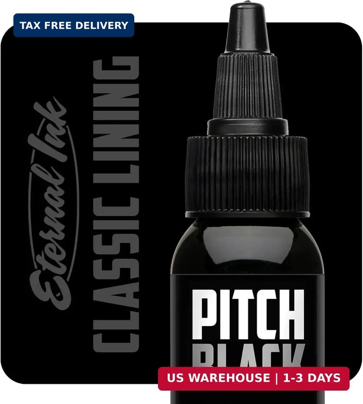 Eternal Ink Pitch Black Classic Lining 1 oz Tattoo Ink – Smooth Flowing, High-Op