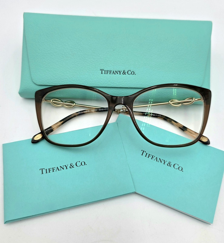 Tiffany & Co TF2160-B 8255 Eyeglass Frames 54-17 Brown Gold Knot Italy Case
