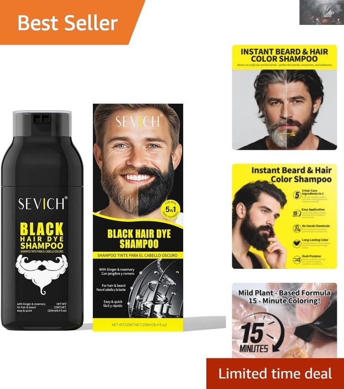 Dual-Purpose Black Hair & Beard Shampoo – Nourishing Color in 15 Minutes, 250ml
