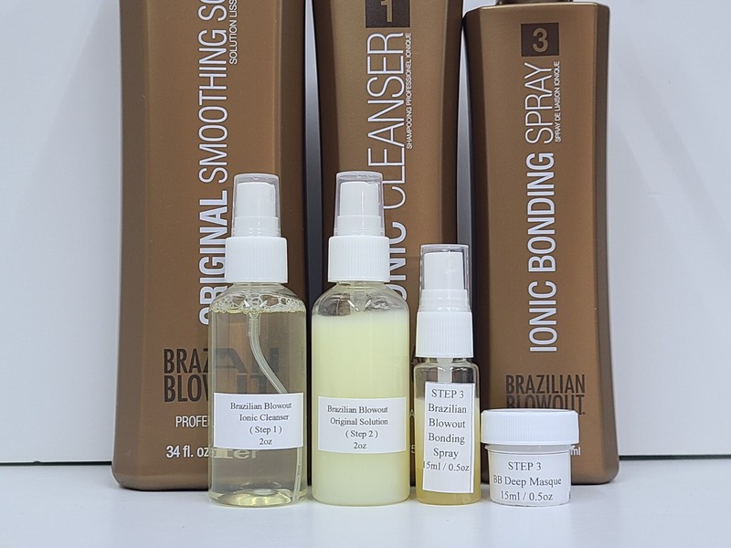 Brazilian Blowout Ionic Cleanser(2oz)/Solution(2oz)/Spray&Masque(0.5oz) FULL SET