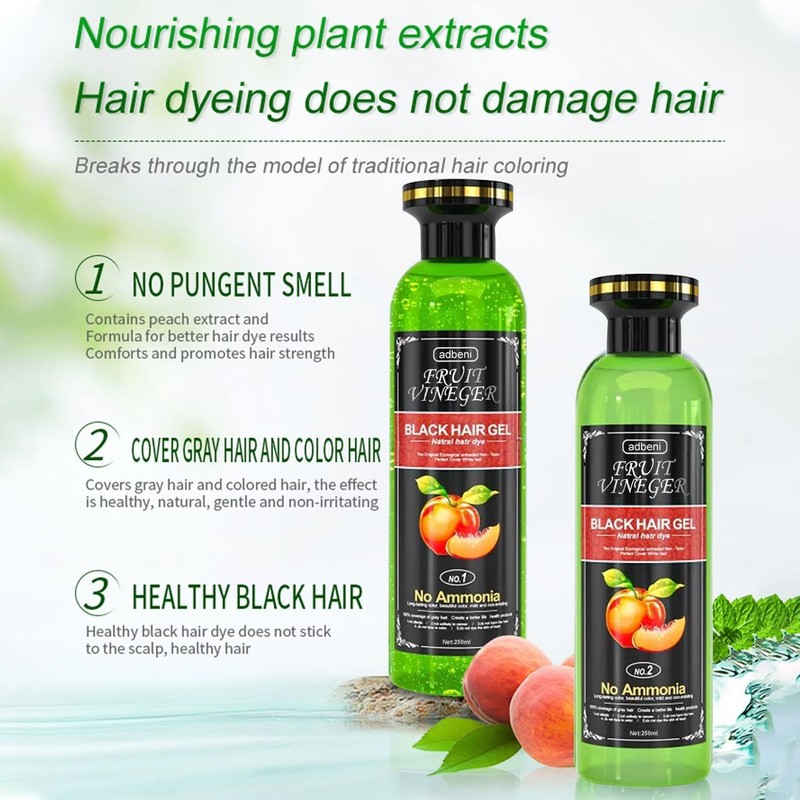 Adbeni Fruit Vinegar hair Colour Black | Ammonia Free Herbal Hair Dye Gel 500ml gallery