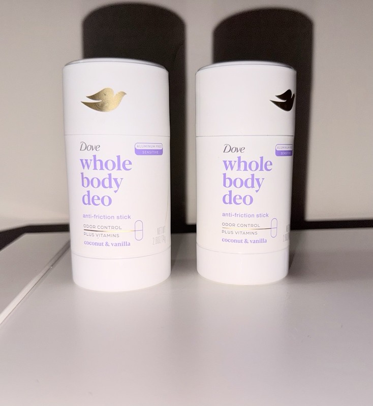 2-Pack Dove Whole Body Deo Anti-Friction Stick Coconut & Vanilla 2.6oz ea