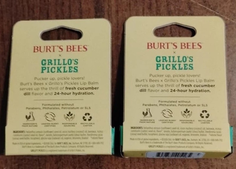 Burt's Bees GRILLO’S PICKLES Cucumber Dill Lip Balm Limited Edition 2 Pack gallery