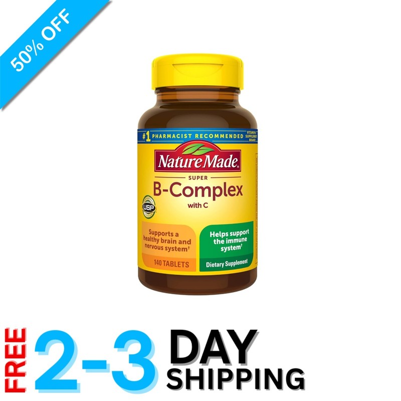 Daily Super B Complex with Vitamin C, 8 Essential B Vitamins – 140-Day Supply