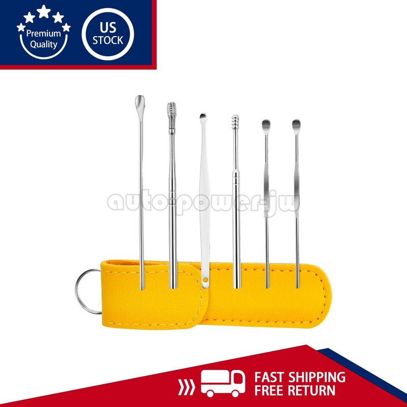 6PCS Ear Pick Cleaning Set Spiral Tool Spoon Ear Wax Remover Cleaner Curette Kit gallery