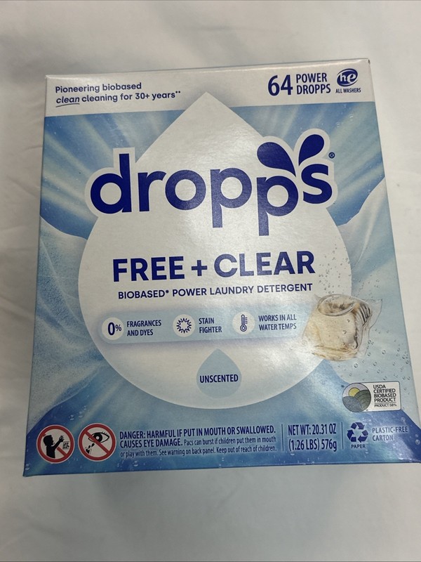 Laundry Detergent Pods 128 Count Free Clear Unscented Hypoallergenic Dropps gallery